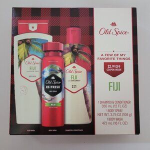 Old Spice Fiji 3 Piece Gift Set Body Wash Body Spray 2-In-1 Shampoo Conditioner